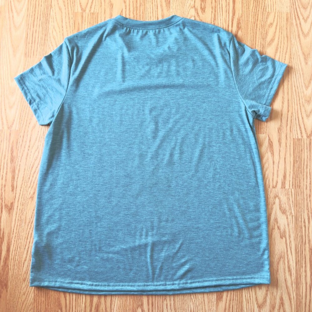 Violin Music Notes Graphic Tee Size XL Teal Short Sleeve Soft Stretch Calm Top - Picture 7 of 10